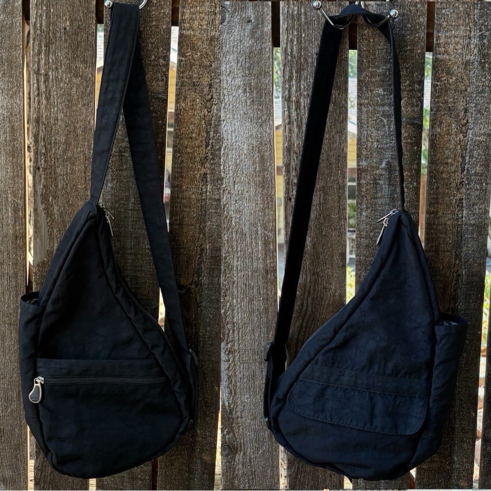 Ameribag Healthy Back Sling Bag Tote In Distressed Nylon Black Sz Extra Small - Picture 2 of 16